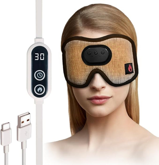 Heated Eye Mask with Bluetooth Headphones SYPVRY Wireless Sleep Eye Mask Headphones for Sleeping with Temperature & Timer Control, Warm Eye Compress USB Heated Mask for Dry Eyes Style,Grey - Bloomnest
