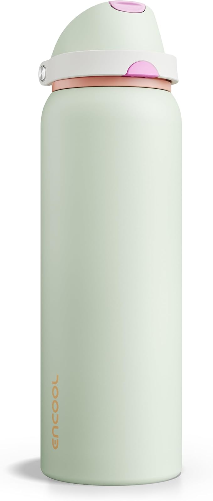 Insulated Water Bottle with Straw - Encool Stainless Steel Water Bottle with Push Button Lid, Leak-Proof & BPA-Free, Keeps Cold for 24 Hours for Sports, Travel, Gym (40 oz, Geyser Green) ENCOOL