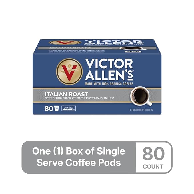 Victor Allen's Coffee Italian Roast, Dark Roast, 80 Count, Single Serve Coffee Pods for Keurig K-Cup Brewers - Bloomnest