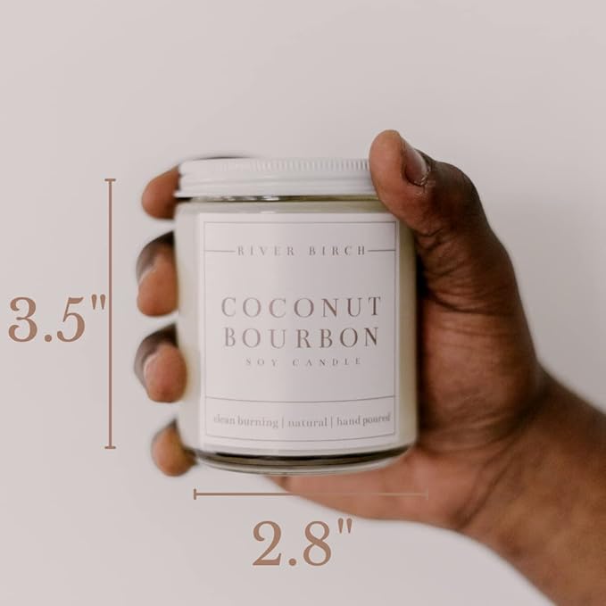 River Birch Candles Coconut Bourbon Scented Candle | Premium, All-Natural, Non-Toxic, Soy Candles | 8.5oz 40 Hr Burn Time | Cozy Relaxing Gifts for Home - Bloomnest