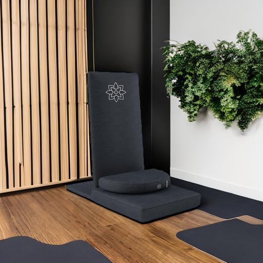 Mindful Modern Folding Pro Meditation Chair - Adjustable Meditation Seat with Back Support and Half Moon Buckwheat Meditation Cushion - Comfortable Mindfulness Living Room Floor Chair - Bloomnest