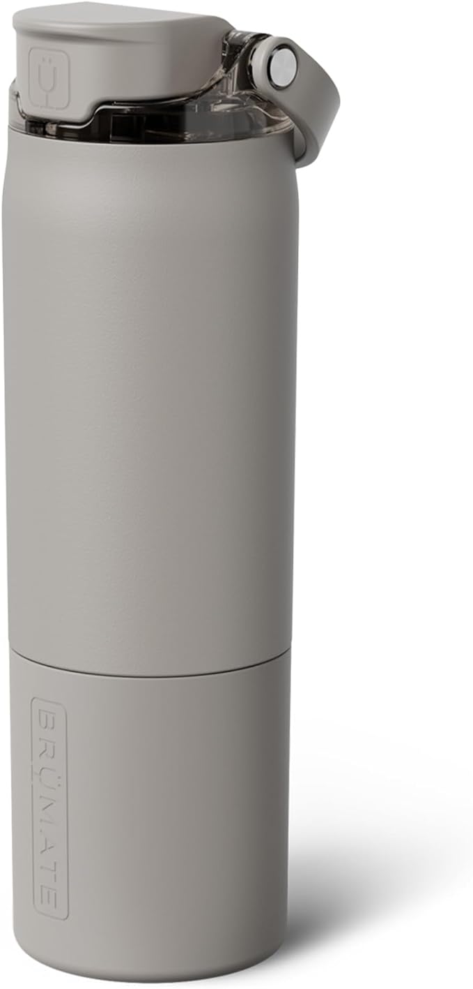 BrüMate Rise 25oz Water Bottle With 100% Leakproof Covered Silicone Straw | Insulated Stainless Steel Water Bottle | Cup-Holder Friendly | Fast Flow | Soft Sip Silicone Spout | BPA-Free (Mocha) Br%C3%BCMate