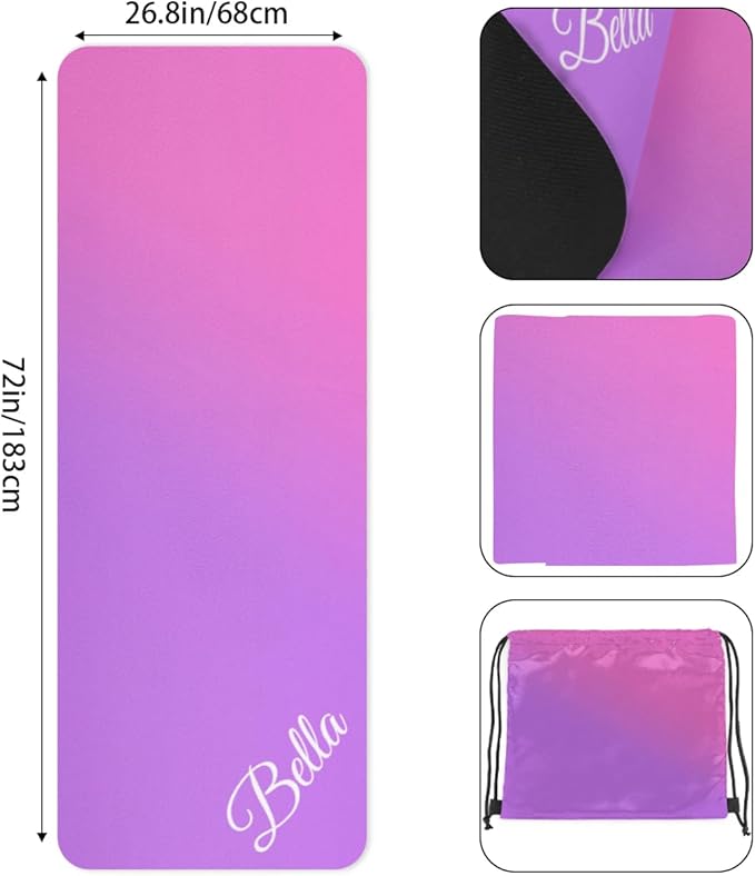 Custom Name Yoga Mat,Personalized Travel Yoga Exercise Mat,Non Slip,Perfect for Kids & Adults,Gradient Color E Series - Bloomnest