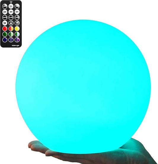 LOFTEK 8-inch LED Night Light Ball: 16 RGB Colors and Dimmable Globe Light with Remote, Upgraded Folding Handle, Seamless Matte Housing, Rechargeable IP65 Floating Pool Light, for Nursery or Decor - Bloomnest
