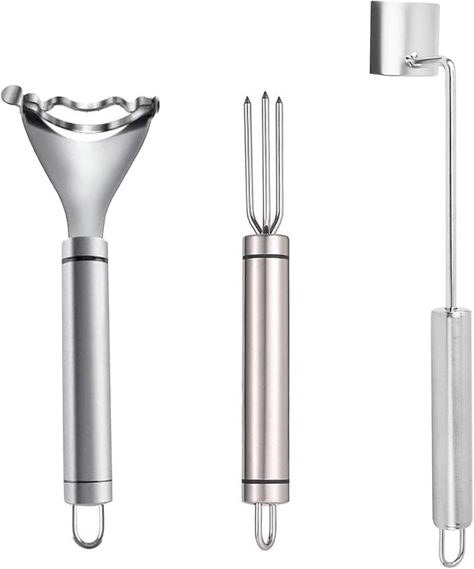 3 Pcs Corn Tool Set – Upgraded Corn Peeler for Corn on the Cob,Corn Holder, Corn Cob Stripper Tool,Multi-Use Corn Cob Stripper Tool for Home Kitchen, Outdoor Barbecues & Camping - Bloomnest
