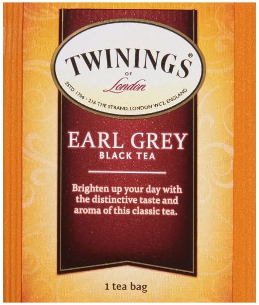 Twinings Earl Grey Black Tea Individually Wrapped Bags, 20 Count (Pack of 6), Flavoured with Citrus and Bergamot, Caffeinated, Enjoy Hot or Iced, 120 Teabags - Bloomnest