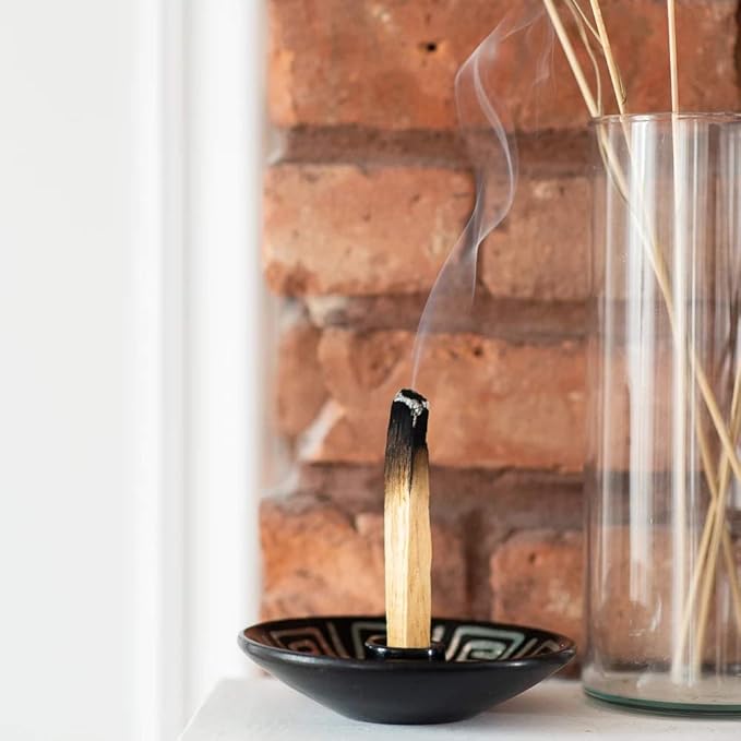 Palo Santo Holder with 5 Sticks - Luna Sundara Handmade Ceramic Incense Burner - Apricot Chulucanas Pottery from Peru - Smudge Bowl for Sage - Aromatherapy Gift Set LunaSundara