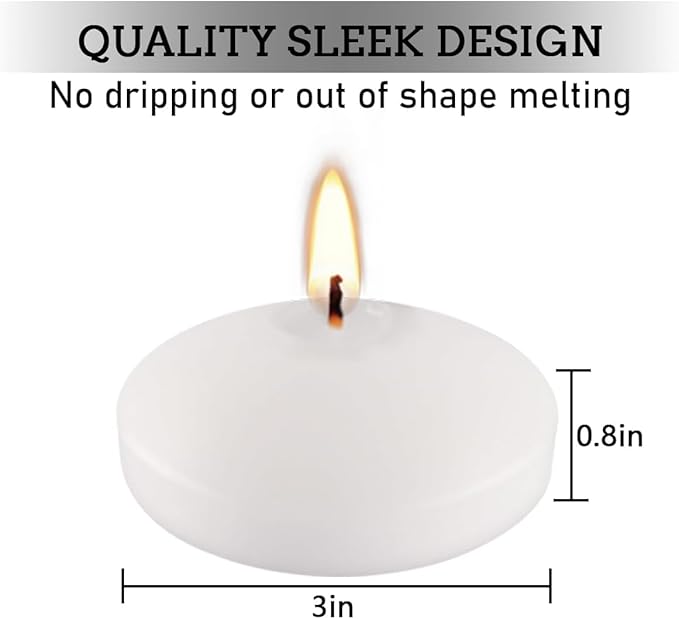 72 Floating Candles, 3 inches in Height, 0.8 inches in Width, Burning for Approximately 8-10 Hours, odorless and smokeless, Emitting Warm Light, Adding a Romantic Atmosphere to You and Your Family - Bloomnest