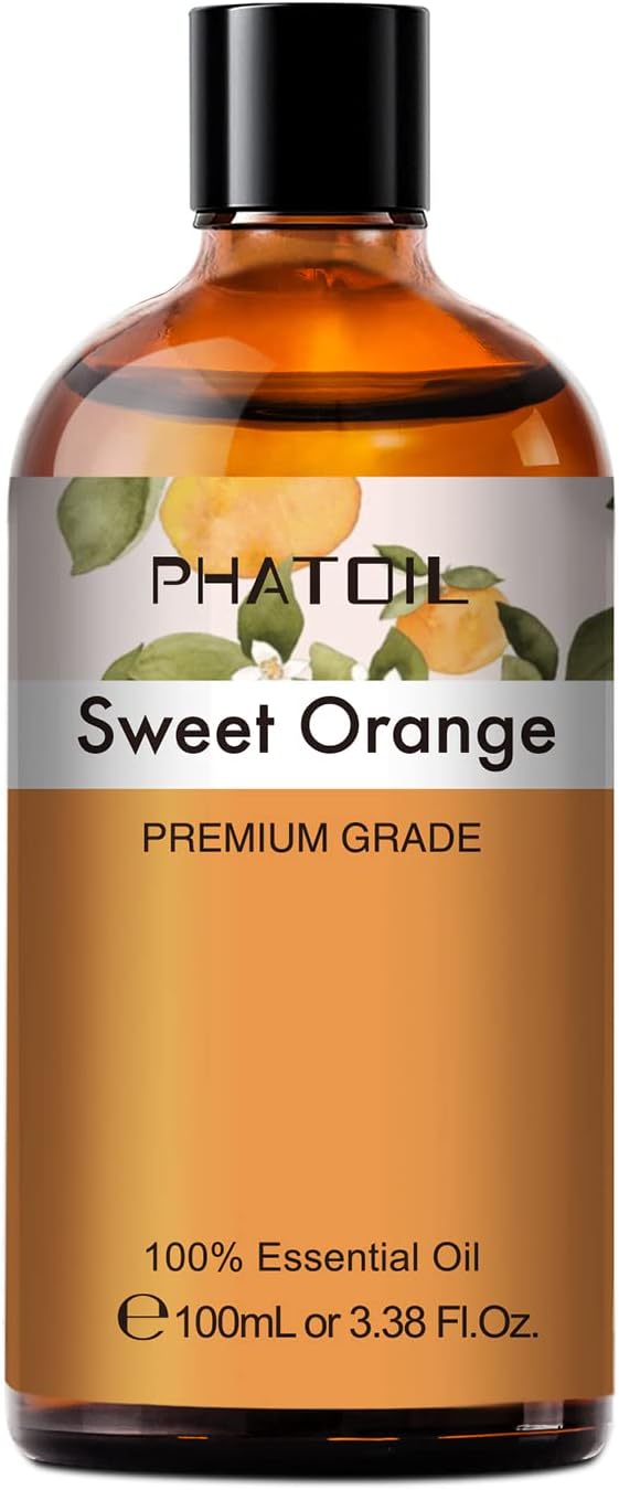 Sweet Orange Essential Oil, 3.38Fl.Oz PHATOIL Pure Essential Oil Singles for Aromatherapy Diffusers, Humidifiers, Great for DIY Candle and Soap Making, Gift for Friend PHATOIL