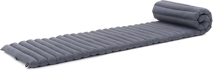 Leewadee - Foldable Floor Mattress - Japanese Roll Up Futon -Trifold Tatami Mat- Guest Floor Bed - Camping Mattress - Thai Massage Mat, Kapok Filled, 75 x 20 inches, Anthracite - Bloomnest