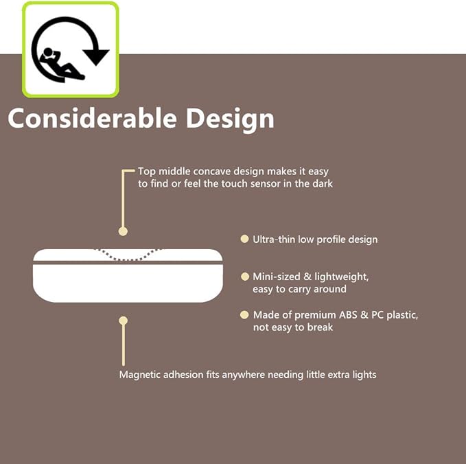 Mini Touch Light, Rechargeable Battery Operated Closet Lights Wardrobe Lights, Magnetic Stick-on Anywhere LED Night Light, Wireless Under Cabinet Lighting, Dimmable Tap Push Light Lamp - Bloomnest