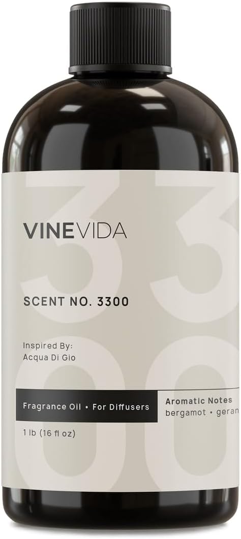 VINEVIDA [16 Fl Oz] Scent NO. 3300 Fragrance Oil for Cold Air Diffusers, Aromatic Notes of Bergamot Geranium Patchouli, Essential Oils for Diffuser Oil Refill & Air Freshener Room Spray - Bloomnest