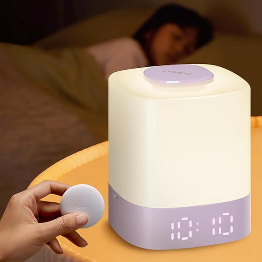 Lyridz LED Nursery Night Light with Clock, Portable Breastfeeding Table Lamp for Baby with Remote Control, 4000mAh Rechargeable Battery, Dimmable, 3 Color Temperature - Bloomnest