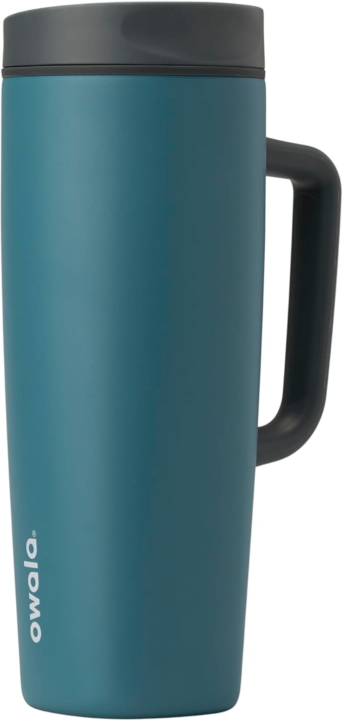 Owala SmoothSip Slider Stainless Steel Insulated Travel Mug with handle, 100% Leak Proof, For Hot and Cold Drinks, Travel Friendly with Sliding Lock Lid, 24 oz, BPA Free, Leak Proof, High Dive - Bloomnest