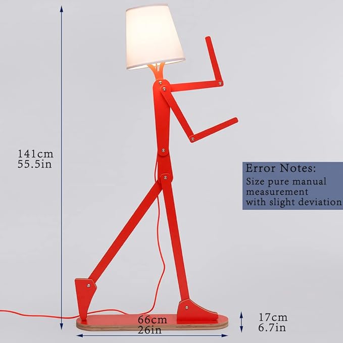 Cool Tall Floor Lamp for Bedroom & Living Room - Unique Corner Decorative Reading Wood Standing Light Creative Swing Arm Design for Farmhouse Dorn Gift Idea - Oran Orange Bulb Included - Bloomnest