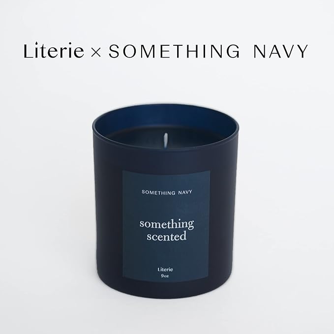 Literie NYC Inspired Scented Candle: Something Scented (Something Navy) - Magnolia & Sandalwood Scent, 9oz, 50 Hour Burn, Vegan Soy & Coconut Blend Candle for Home Decor, Gift for Women & Men - Bloomnest