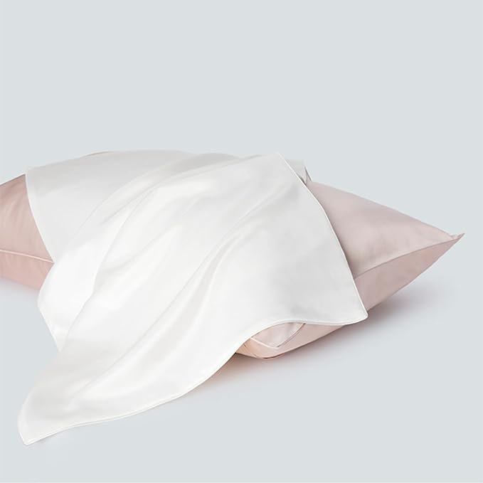 Oeko-TEX Certified White Silk Pillow Cases Made in USA, 100% Real Silk Pillowcase for Hair and Skin, 22 Momme, Standard Size,1 Pc 20"x26" (Standard, White) - Bloomnest