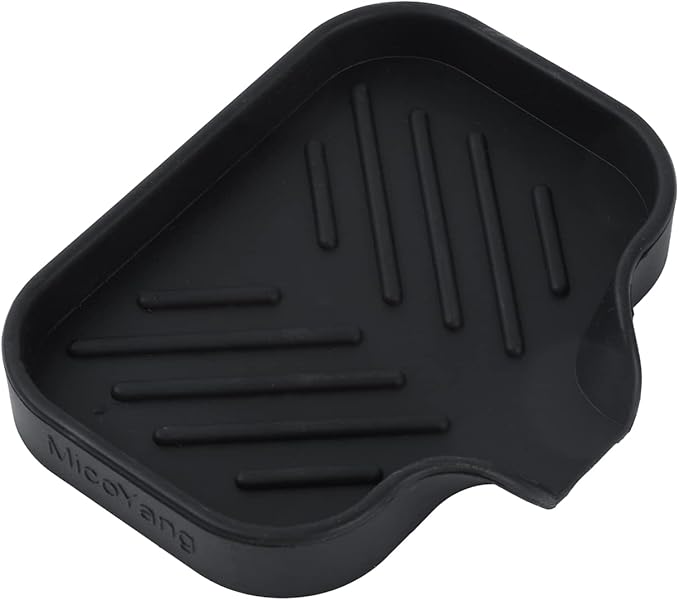 Silicone Bathroom Soap Dishes with Drain Spout-Bathroom and Kitchen Sink Organizer,Sponge Holder,Dish Soap Tray,Perfect for Dispenser,Scrubber,Bottle,Cup on Sink or Counter-Black 4.9"×3.2" - Bloomnest