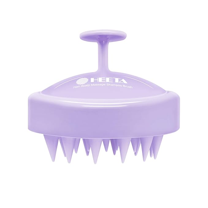 HEETA Shampoo Scalp Brush Massager Hair Growth, Scalp Scrubber with Soft Silicone Bristles for Dandruff Removal, Hair Brush Exfoliator, Light Purple HEETA