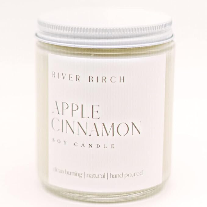River Birch Candles Apple Cinnamon Scented Candle | Premium, All-Natural, Non-Toxic, Soy Candles | 8.5oz 40 Hr Burn Time | Cozy Relaxing Gifts for Home - Bloomnest