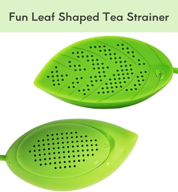 Cute Tea Infuser Silicone Tea Strainer Filters, Fine Mesh with Built-in Plunger Reusable Two Sides Strainers for Loose Tea/Tea Bag/Herbal/Spice Portable Teaware Accessories, Green-1 Pack - Bloomnest