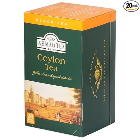 Ahmad Tea Black Tea, Ceylon Teabags, 20 ct (Pack of 1) - Caffeinated & Sugar-Free - Bloomnest