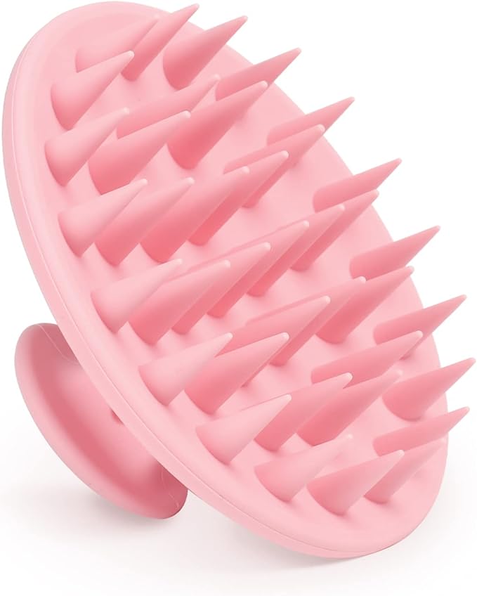 Meartchy Silicone Scalp Massager Shampoo Brush, Scalp Brush for Hair Growth & Dandruff Removal, Hair Scrubber Scalp Stimulator Exfoliator Brush with Soft Bristles for Wet Dry Scalp Care (Pink) Meartchy