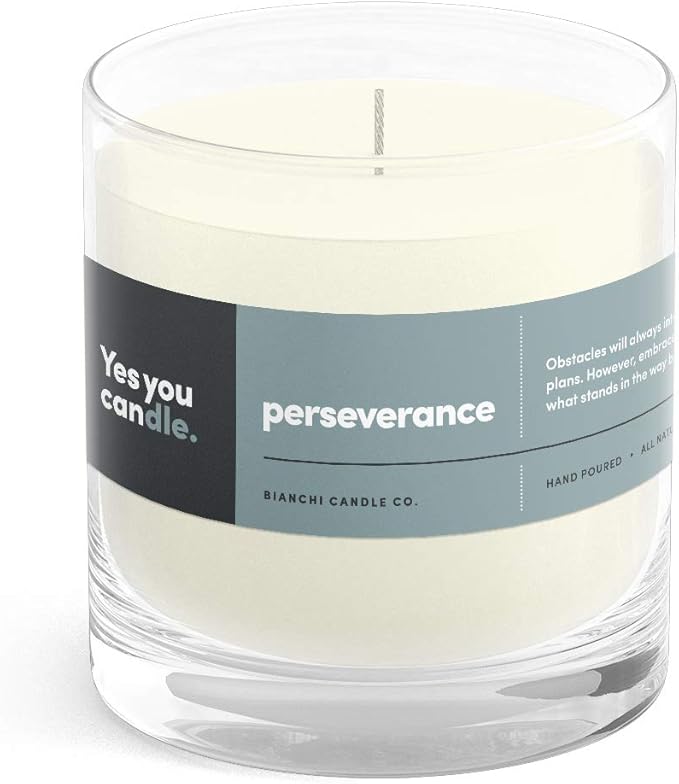 Perseverance, Teakwood & Spices, Highly-Scented, Inspirational Soy Candle, Made in USA, Great Message, Pure Essential Oils, Aromatherapy, 8 oz - Bloomnest