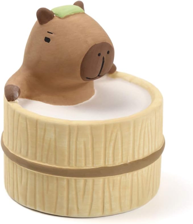 Aroma Ceramic Stone Diffuser [Japan Import] Aromatherapy Essential Oil Diffuser, Non Electric, Passive, Unique, Cute, Animal, Design for Women, Men, and Gifts (Bathing Capybara) - Bloomnest