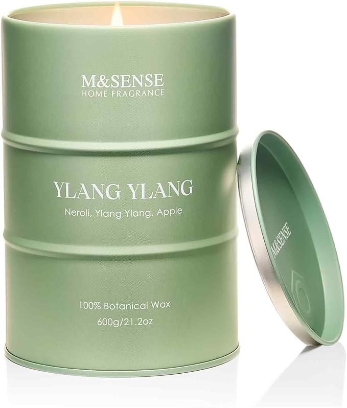 M&SENSE Ylang Ylang Scented Candles Large, Natural Soy Candles 21.2oz 120 Hour Slow Burning,Aromatherapy Candle for Stress Relief Meditation Relaxing - Bloomnest