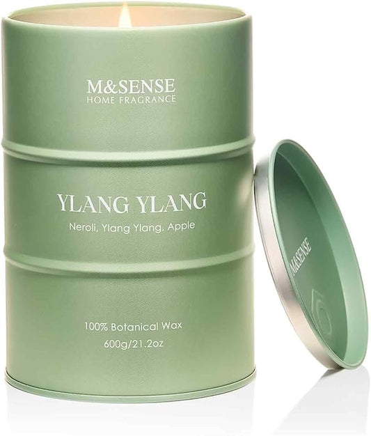 M&SENSE Ylang Ylang Scented Candles Large, Natural Soy Candles 21.2oz 120 Hour Slow Burning,Aromatherapy Candle for Stress Relief Meditation Relaxing - Bloomnest