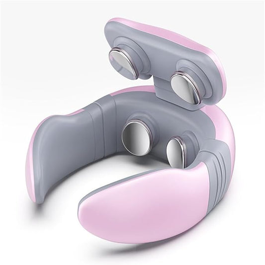 Intelligent Neck Massager 6 Modes 9 Gears TENS Pulse Heating Cervical Massager (Pink)