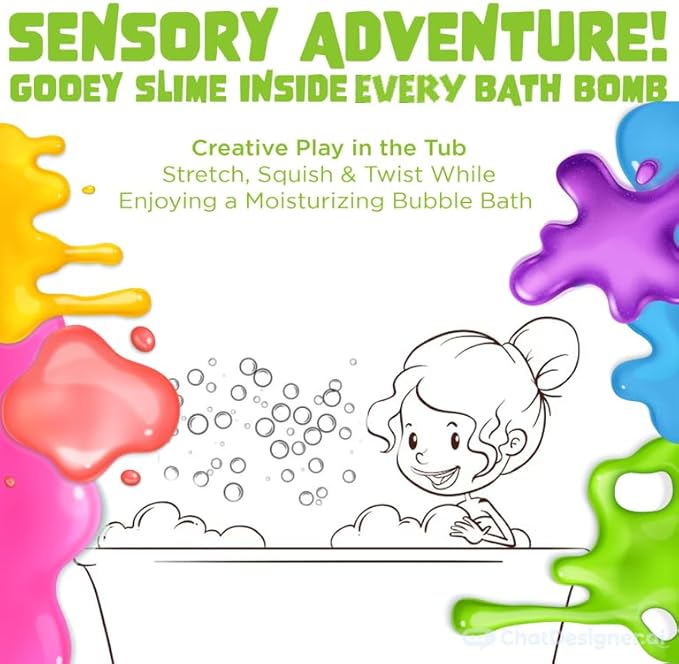Bubble Bombs for Kids with Surprise Bath Slime Inside (6 Pack) - Colorful Sensory Toys Inside for Boys & Girls – Fizzes, Foams & Bubbles, Fruity Scents, Made in USA by Two Sisters - Bloomnest