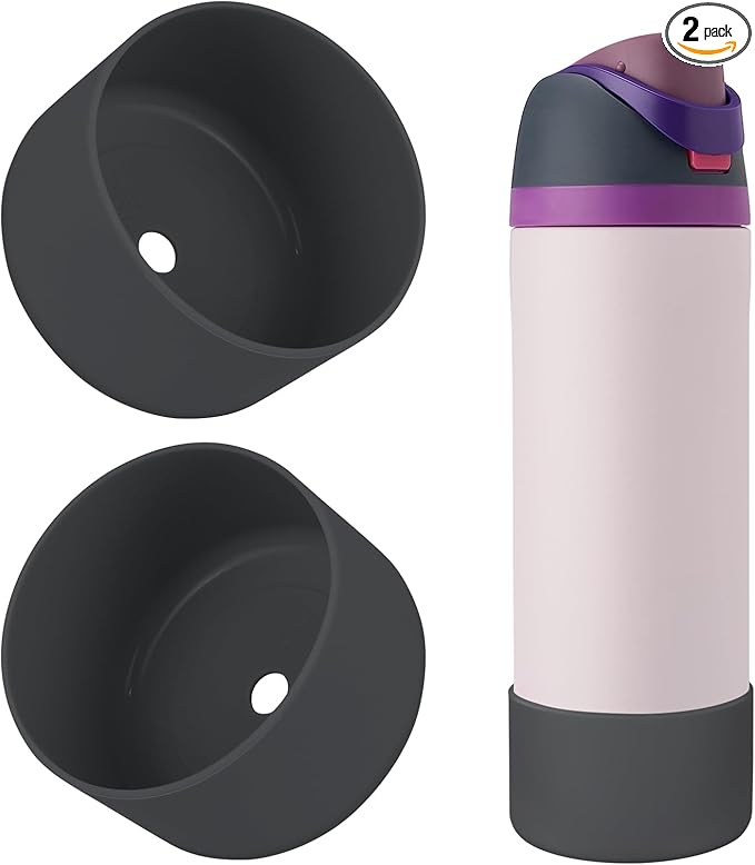 2PCS Silicone Water Bottle Boot, Compatible with Owala 24oz 32oz 40oz, Protective Anti-Scratch & Anti-Dent No Noise Sleeve Cover for FreeSip/Twist/Flip Water Bottles (Dark Blue, 24oz) BKBY