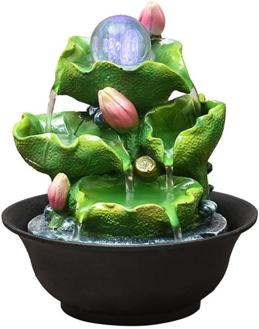 Tabletop Fountain House Decor Waterfall Fountain with Color-Changing LED Light for Office, Living Room, or Bedroom,Relaxing Indoor Tabletop Water Fountain(2813) - Bloomnest
