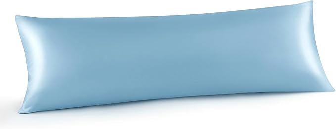 INFIIXSO Body Pillow Cover with Zipper, Luxury Mulberry Silk Body Pillow Case 20x54 Inches, Ultra Smooth and Soft Cooling Long Pillowcase, Gift for Women, Men(Light Blue) - Bloomnest