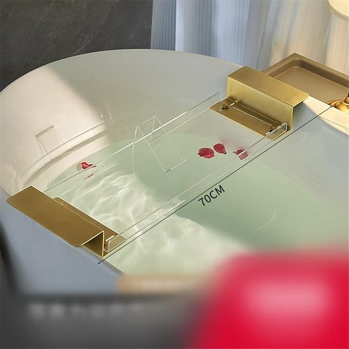 WANLIAN 33 Inch Luxury Bathtub Caddy Tray - Shelf for Shower Storage, Organizer for Bathtub, Clear-B - Bloomnest