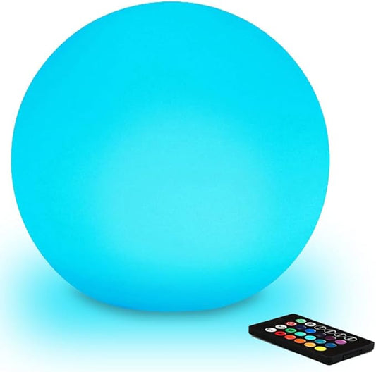 12-inch LED Glowing Ball Light w/Remote, LED Globe Orb Night Light Mood Lamp for Kid Adult, Rechargeable Dimmable RGB Color Changing Glowing Orb, Waterproof Light Up Ball for Garden Patio Party Decor - Bloomnest