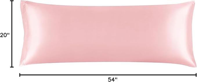 BEDELITE Satin Body Pillow Cover, Super Soft and Cooling Body Pillow Pillowcase for Hair and Skin, Breathable Silky Full Long Pillowcase Cover(20"x54", Pink) - Bloomnest