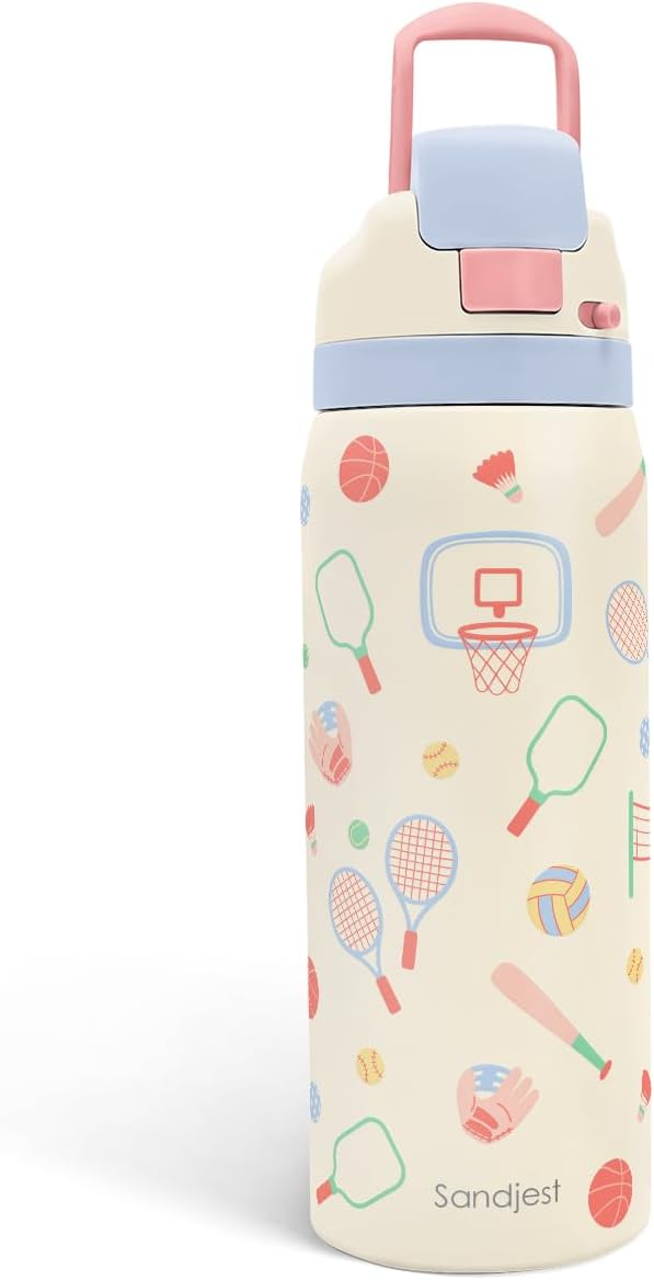 Sports Lover Stainless Steel Water Bottle, Vacuum Insulated, Push-Button Lid, 32 oz, Gifts for Women Girls Friends Teens Birthday Christmas SANDJEST