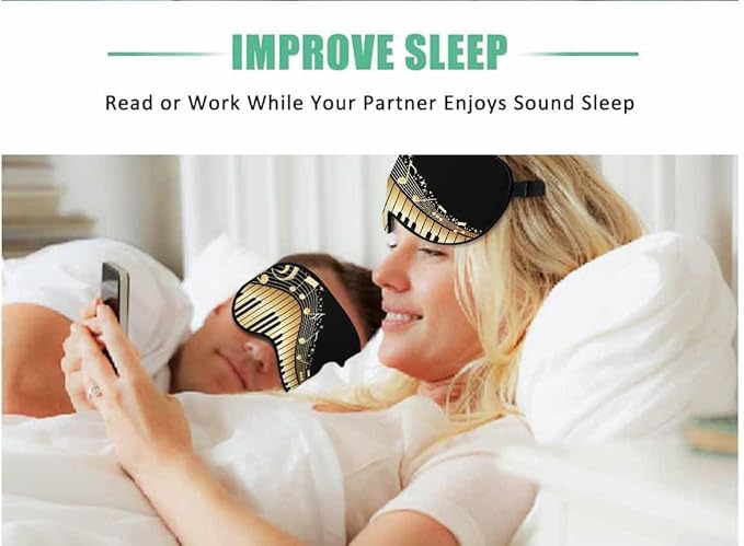 Piano Note Sleep Eye Mask Music Instrument Melodic Letter Twinkle Men Women Sleep Mask with Adjustable Strap Eye Cover Eye Shade for Travel, Nap,Meditation - Bloomnest
