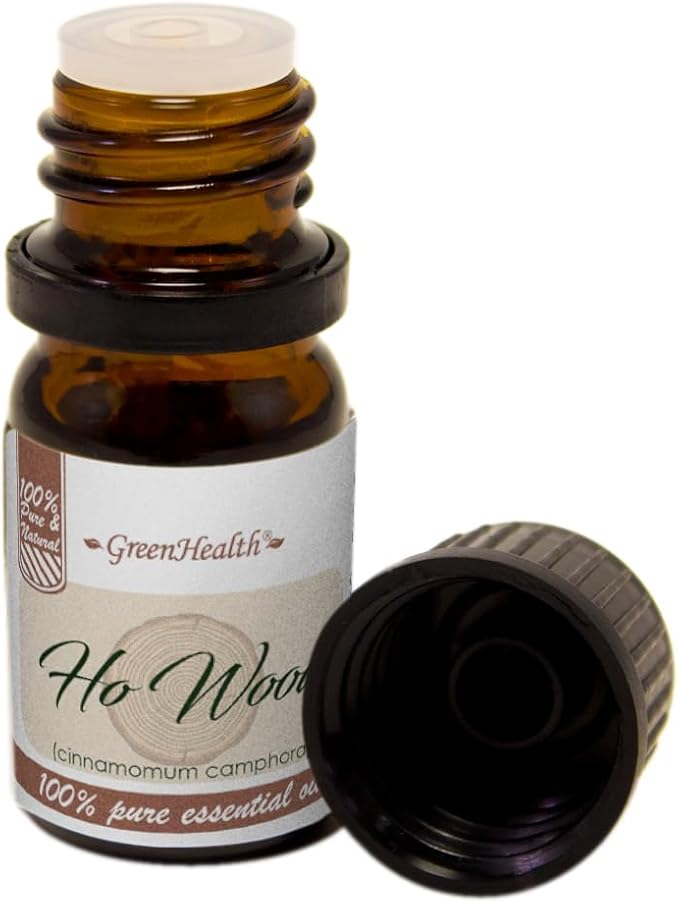 Ho Wood Essential Oil - 5 ml - 100% Pure & Natural - Amber Glass Bottle w/Euro Dropper - GreenHealth Greenals