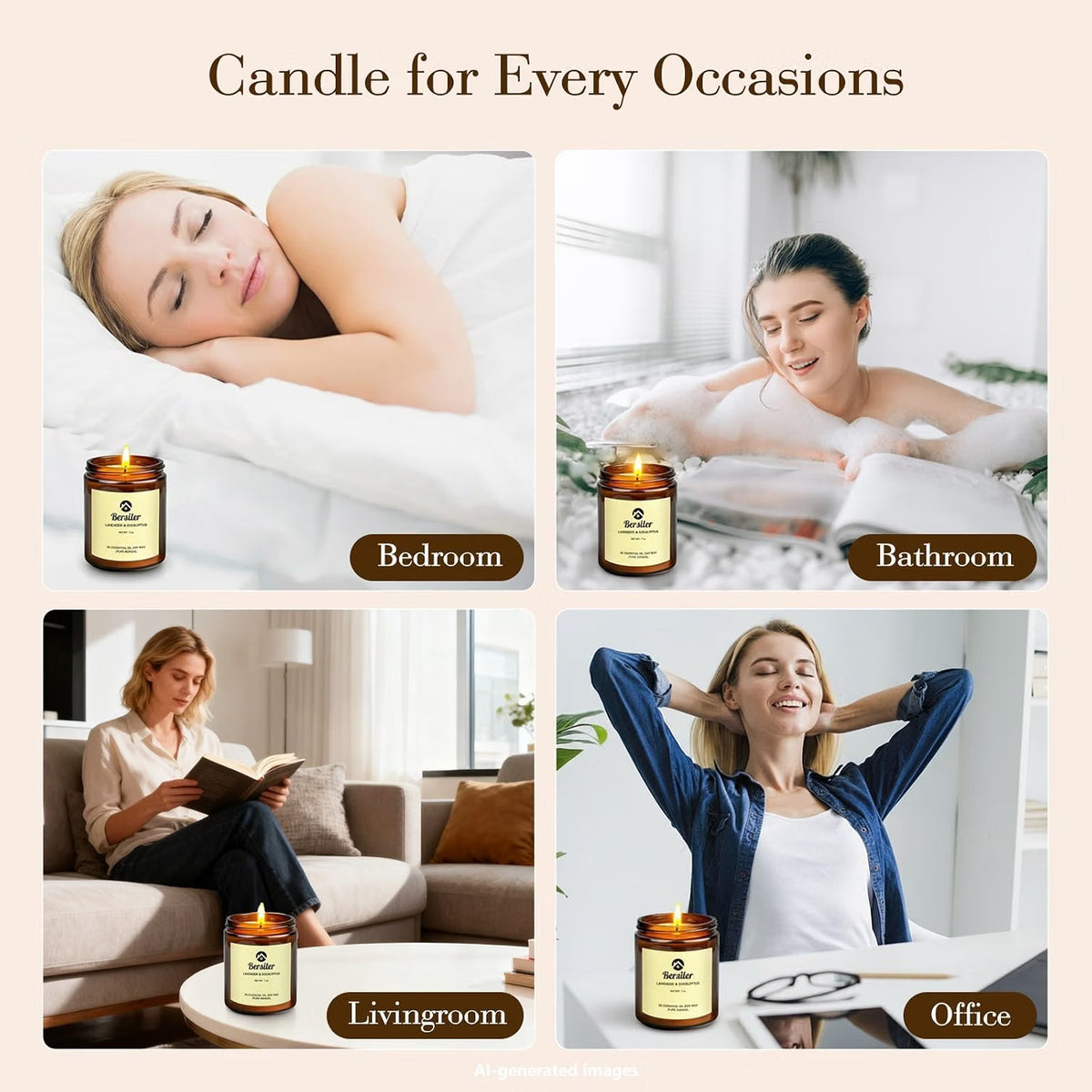 Scented Candles, Lavender Eucalyptus Candles, Non Toxic Soy Candle