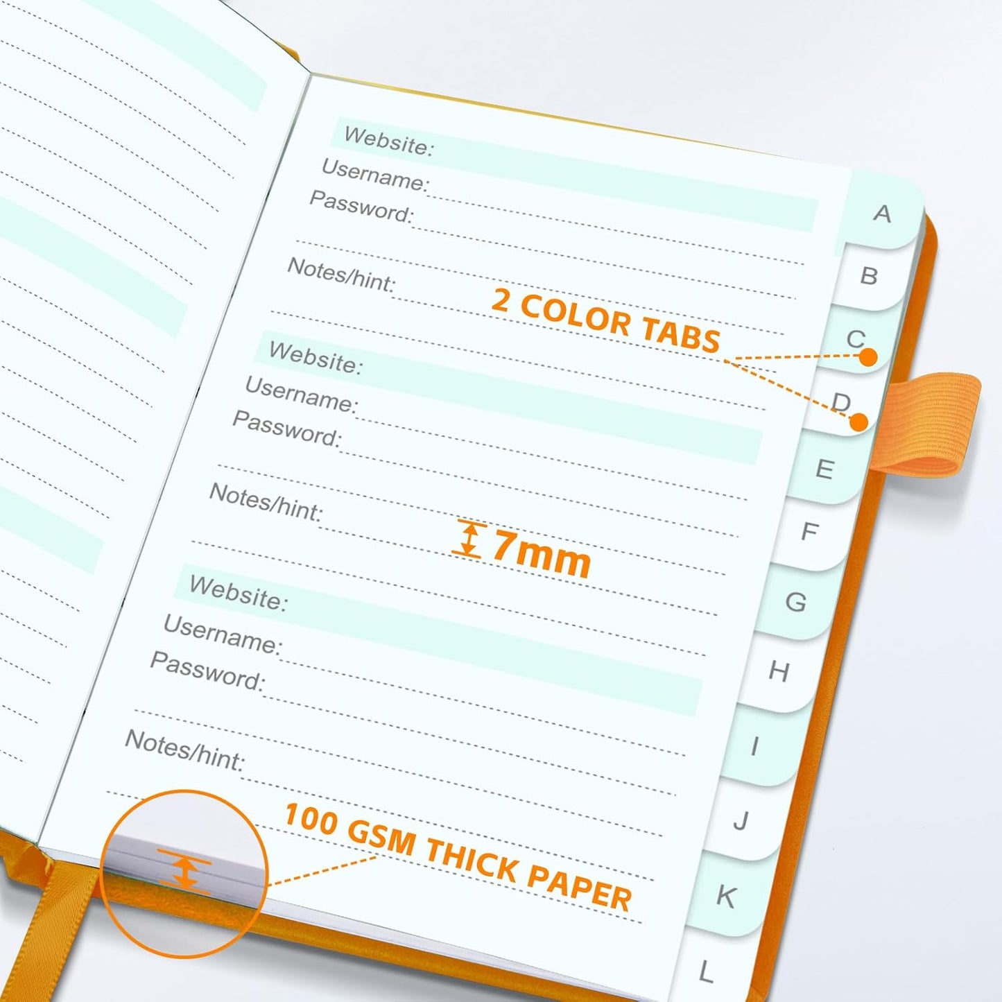 Password Keeper Book with Alphabetical Tabs，4.3"x5.7" Small Password Books for Seniors Password Notebook for Internet Website Address Log in Detail