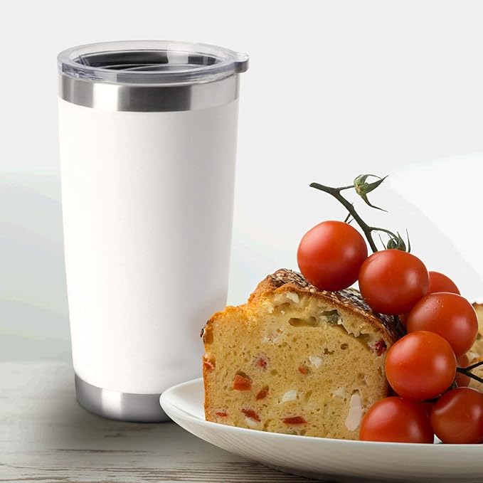 HASLE OUTFITTERS 20oz Tumblers Bulk Stainless Steel Cup with Lid Double Wall Vacuum Insulated Coffee Mug for Cold & Hot Drinks 8 Pack, White - Bloomnest