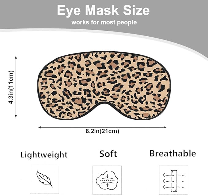 Leopard Print Sleep Mask Eye Mask Animal Skin Brown Sleep Mask Light Blocking Adjustable Smooth Soft Eye Masks for Women Deep Rest Travel - Bloomnest