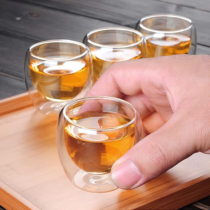 Lazy Kungfu Drip TeaPot, Heat Resistant Tea Set, Semi-Automatic Glass Teapot Suit for Magnetic Water Flow Wooden Glass Teapot Set (Teacup)