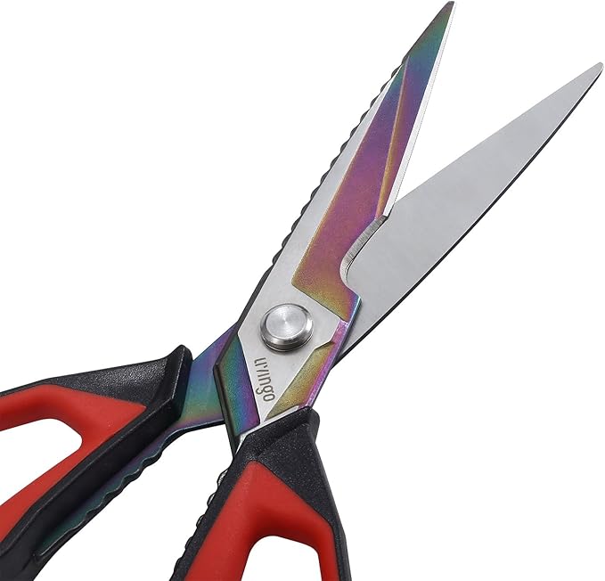 LIVINGO Sharp Kitchen Scissors for Food - Titanium Coated Forged Stainless Steel Heavy Duty Shears All Purpose for Cooking Utility Cutting Poultry Turkey Bone, Meat, Dishwasher Safe, 9 Inches - Bloomnest