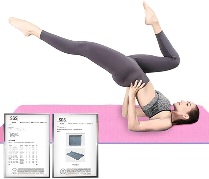 Hatha Yoga Extra Thick TPE Yoga Mat - 72"x 32" Thickness 1/2 Inch -Eco Friendly SGS Certified - With High Density Anti-Tear Exercise Bolster For Home Gym Travel & Floor Outside