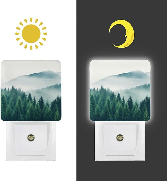 Mountain Forest Night Light, Plug into Wall Decor Nightlights for Bedroom, Bathroom, Hallway, Kitchen, with Dusk to Dawn Light Auto Sensors LED Night Lights for Boys Girls Women Men Room Gifts - Bloomnest